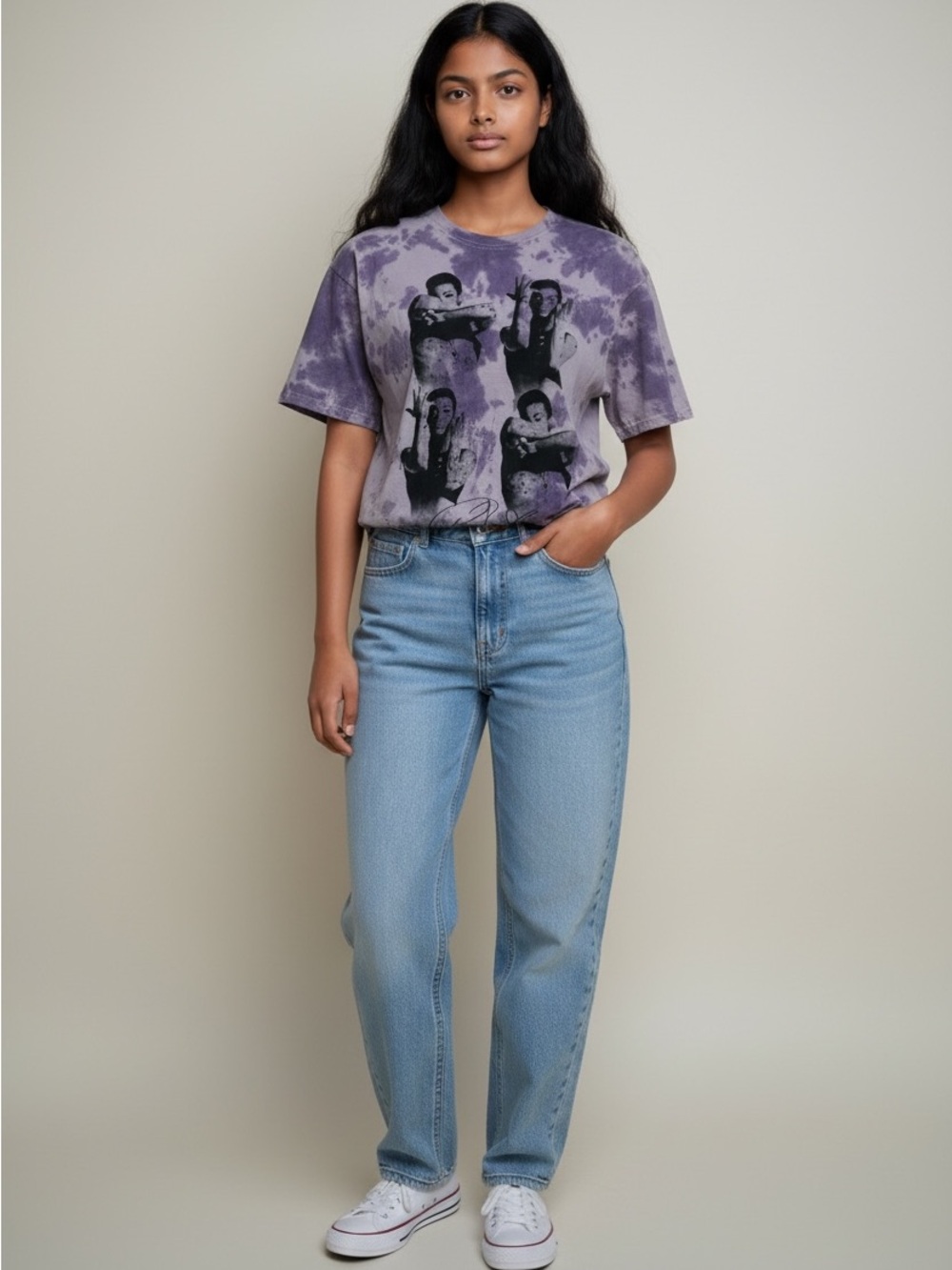 Womenโs Prince Purple Tie Dye T-shirt Sz. M
